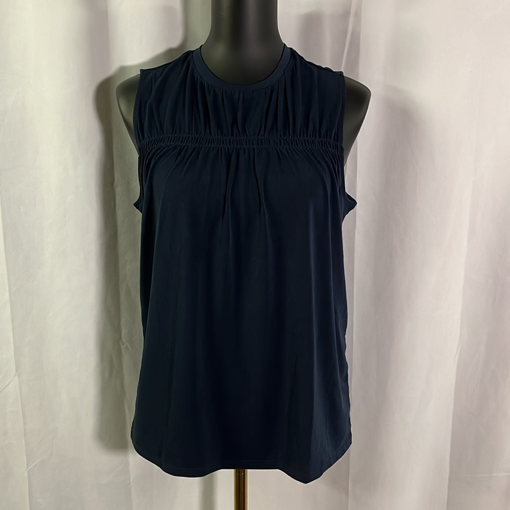 NWT Banana Republic Factory Navy Blue Sleeveless Crew Neck Blouse